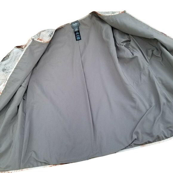 Chicos Travelers Pleated Artisan Jacket Gray Rust Red Sz 1 Medium 3/4 Sleeve - Picture 6 of 15